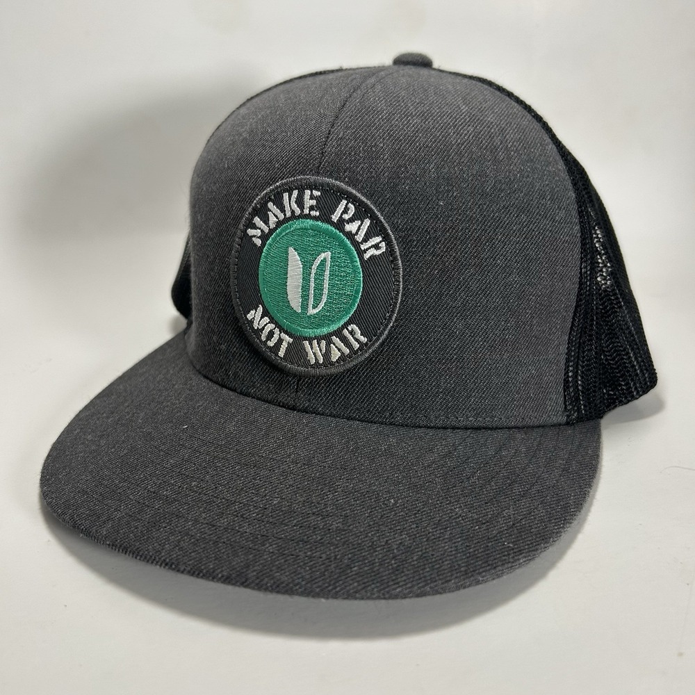 LinkSoul Make Par Not War Trucker Hat Men's OSFA Charcoal Black Mesh Snapback
